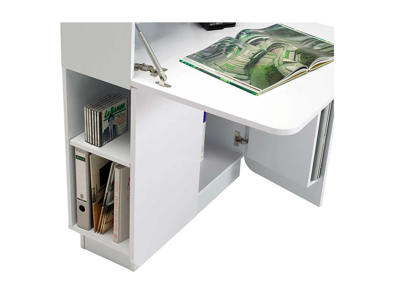 Schreibsekretär mit Kabeldurchlass Weiß Hochglanz