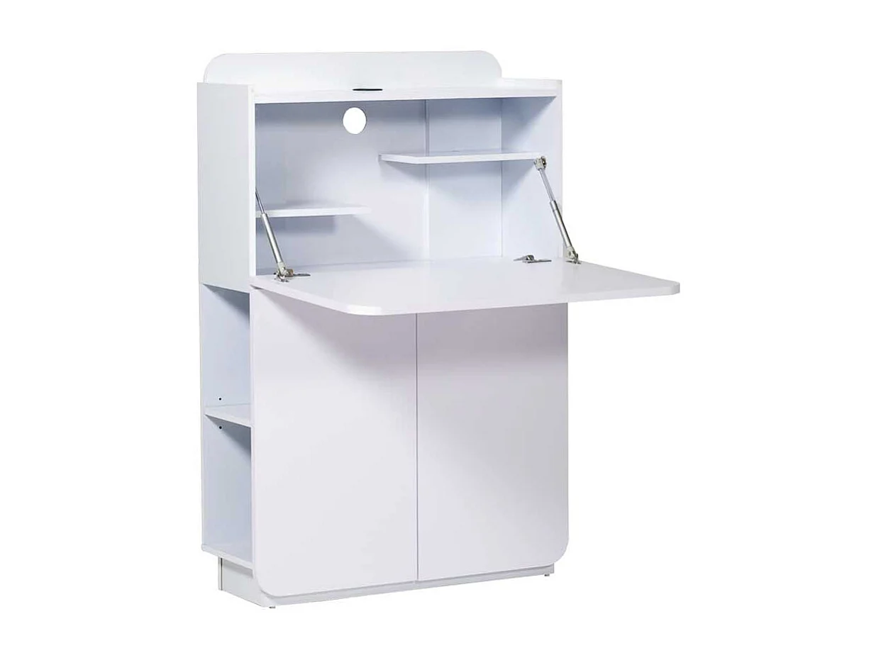 Schreibsekretär mit Kabeldurchlass Weiß Hochglanz