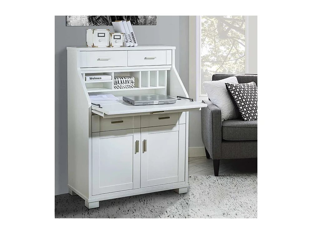 Schreibtisch Schrank in Weiß 85 cm breit