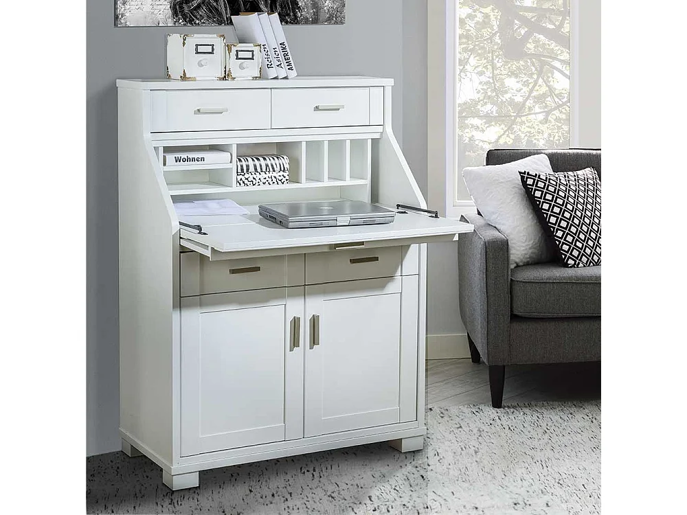 Schreibtisch Schrank in Weiß 85 cm breit