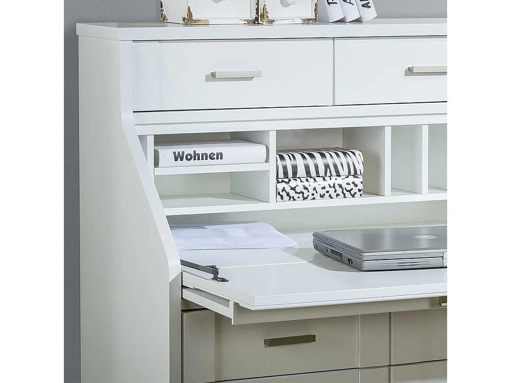 Schreibtisch Schrank in Weiß 85 cm breit