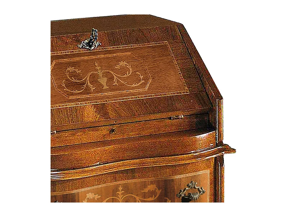 Sekretärschrank in Nussbaumfarben drei Schubladen und Klappe