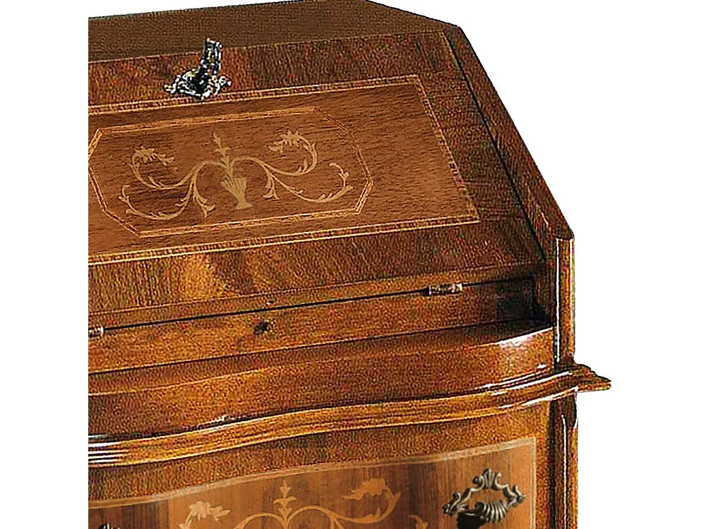 Sekretärschrank in Nussbaumfarben drei Schubladen und Klappe