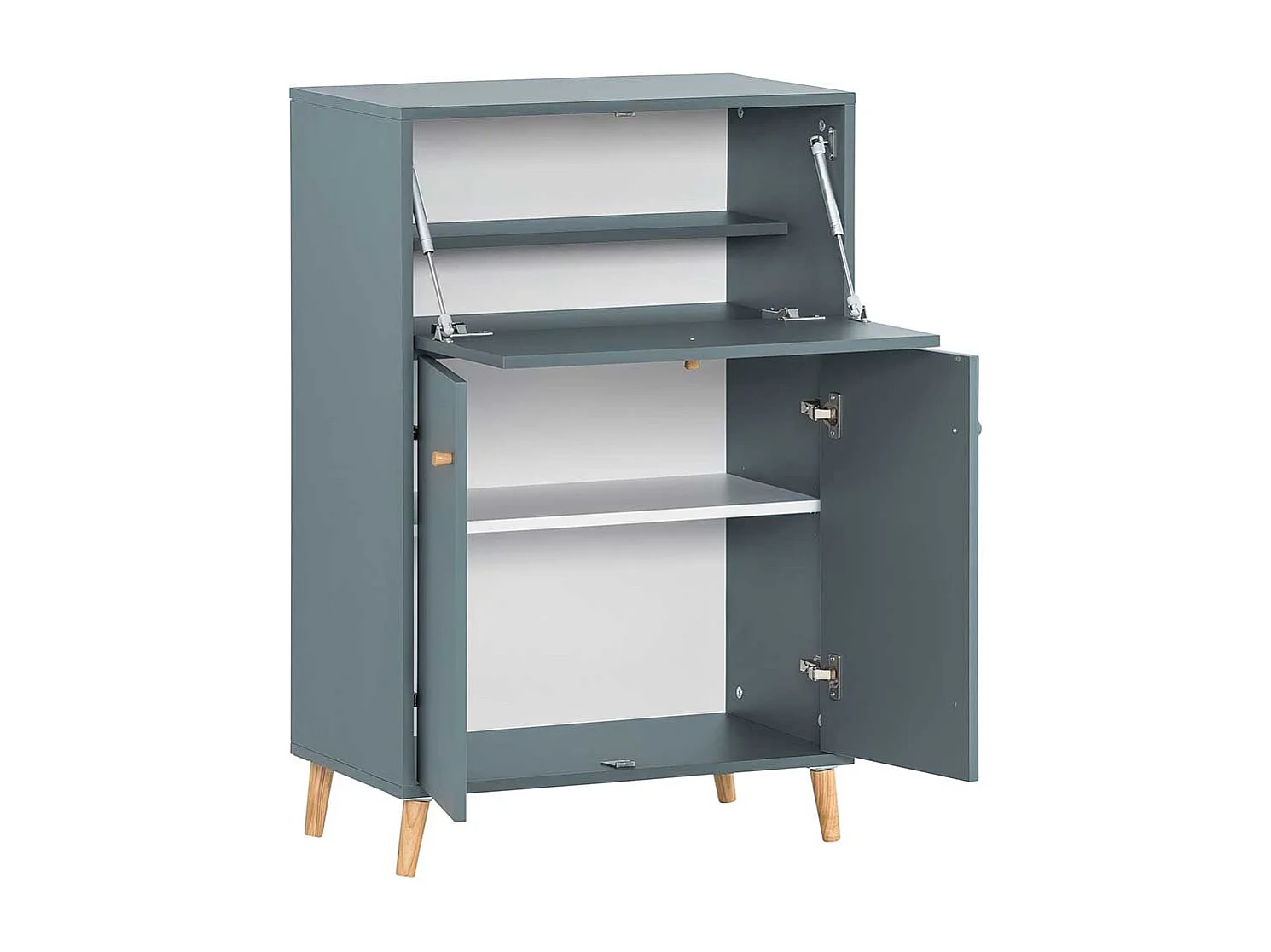 Sekretär Home Office in Petrol und Eichefarben Made in Germany