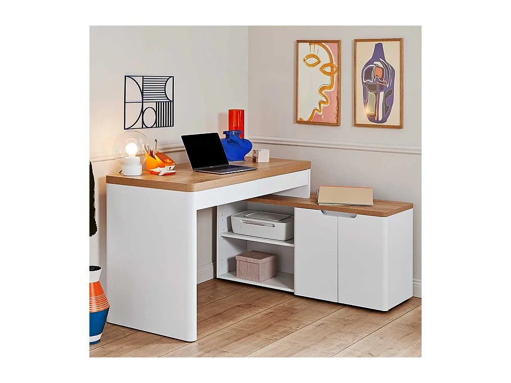 Winkelschreibtisch Jugend Schreibtisch im Skandi Design 140 cm breit