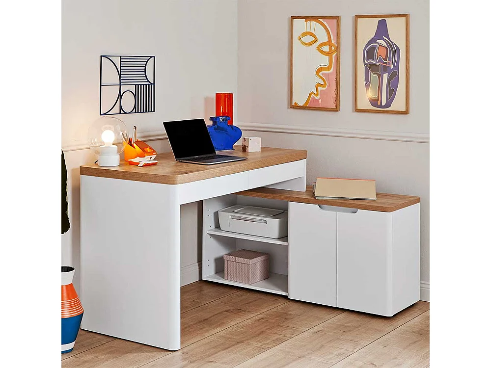 Winkelschreibtisch Jugend Schreibtisch im Skandi Design 140 cm breit