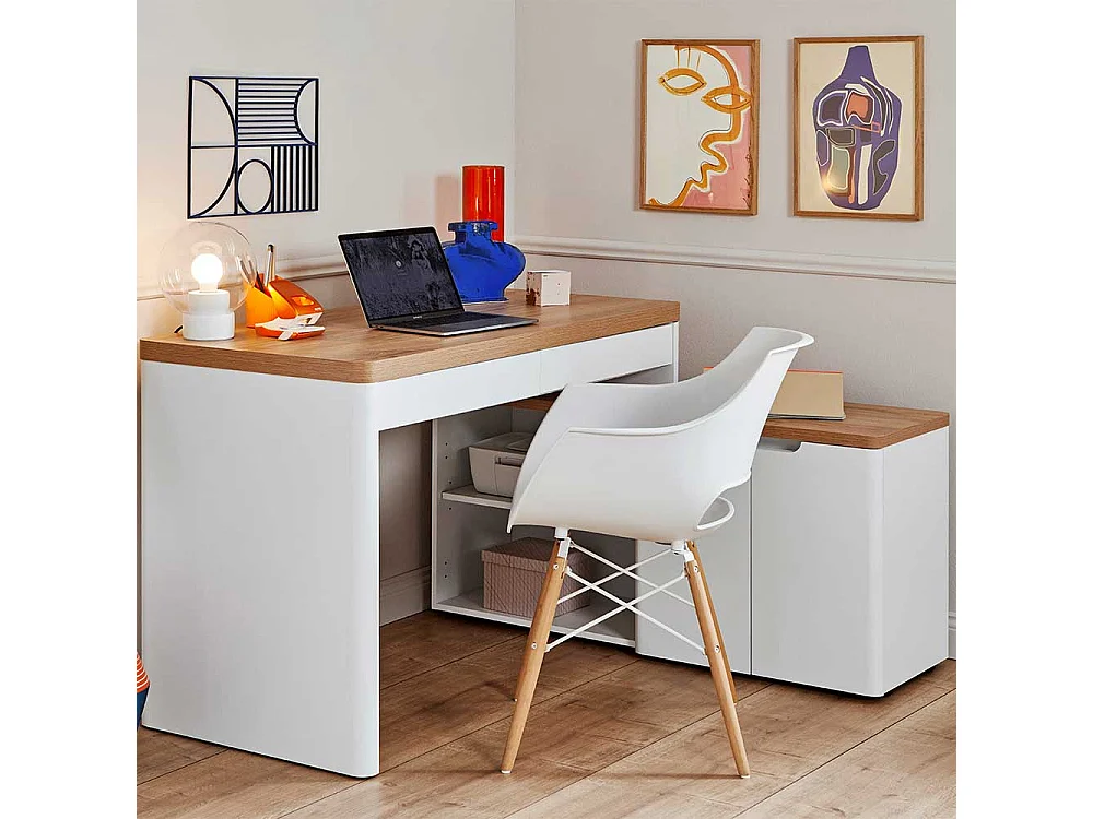 Winkelschreibtisch Jugend Schreibtisch im Skandi Design 140 cm breit