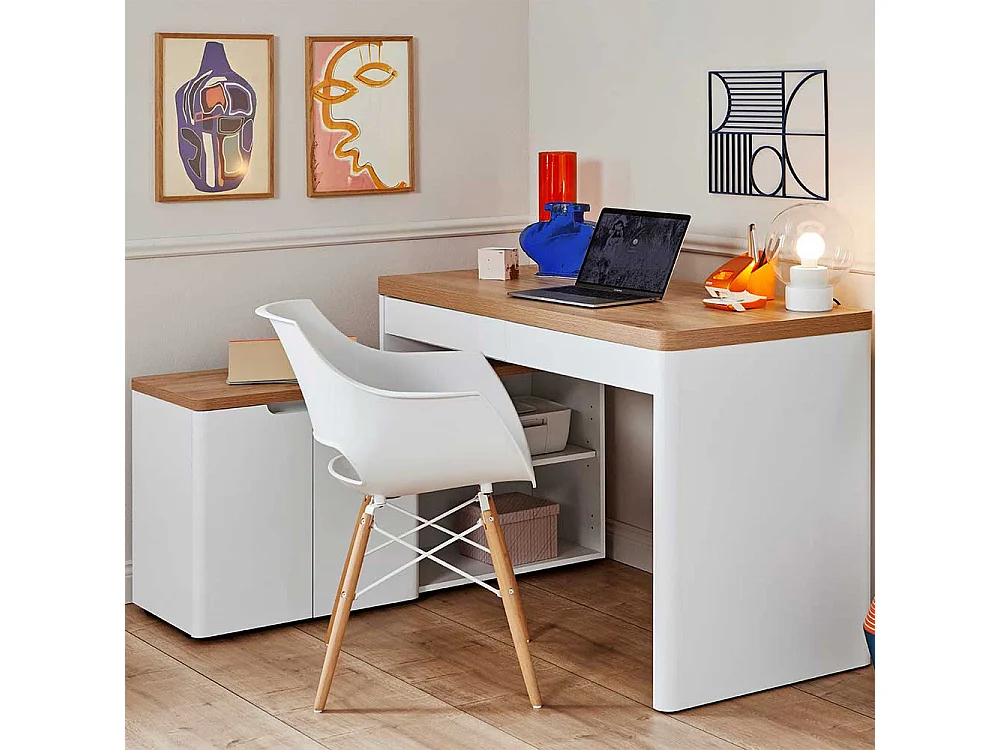 Winkelschreibtisch Jugend Schreibtisch im Skandi Design 140 cm breit