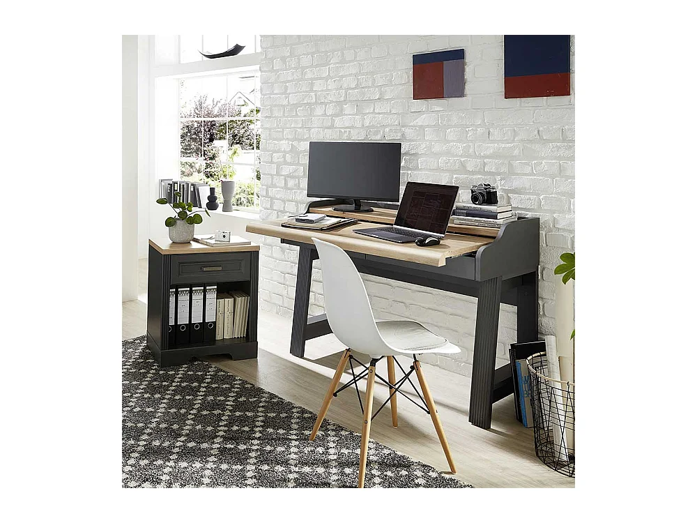 Laptopschreibtisch mit Rollcontainer Landhausstil (zweiteilig)