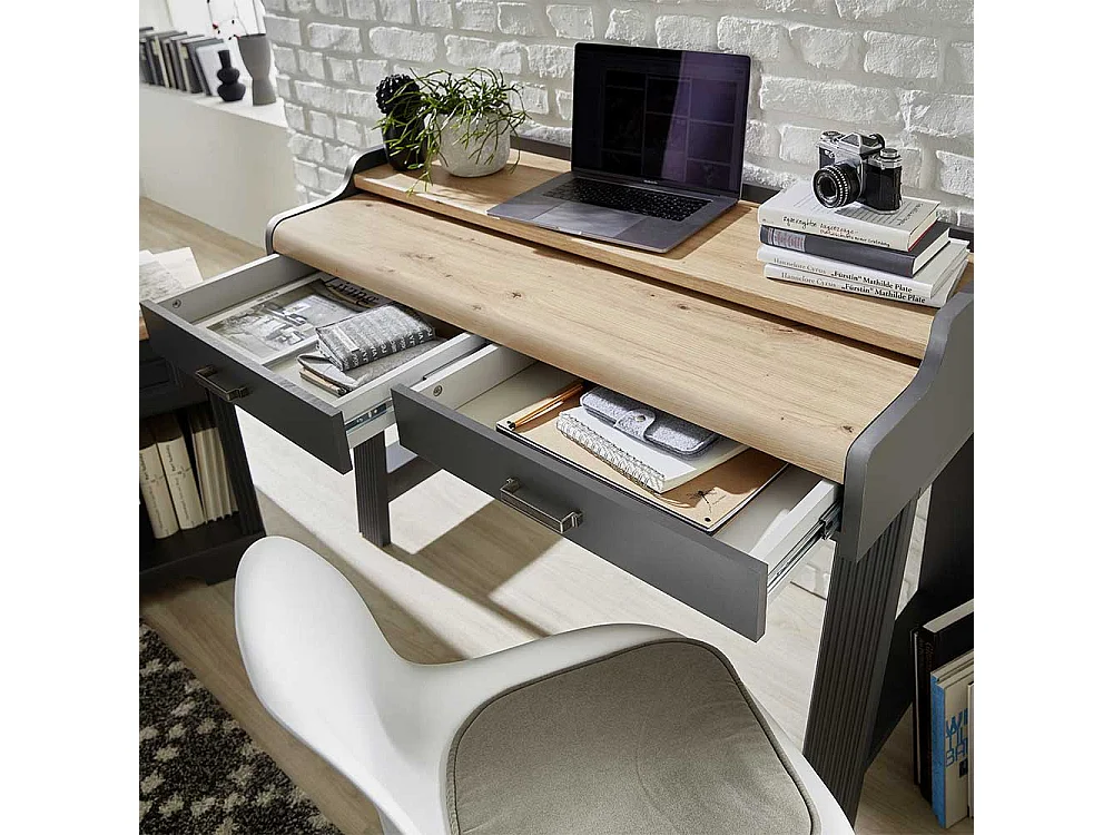 Laptopschreibtisch mit Rollcontainer Landhausstil (zweiteilig)