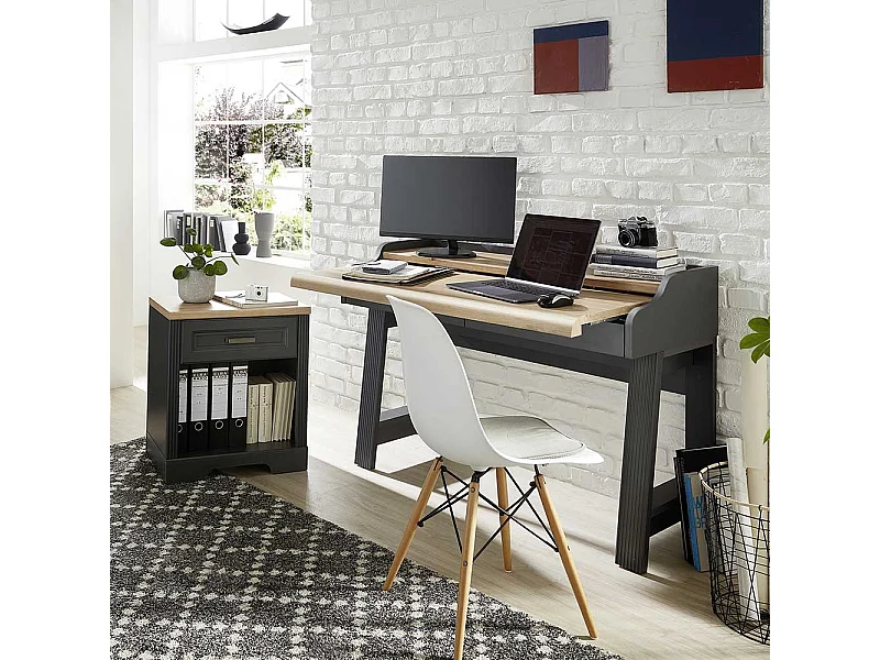 Laptopschreibtisch mit Rollcontainer Landhausstil (zweiteilig)