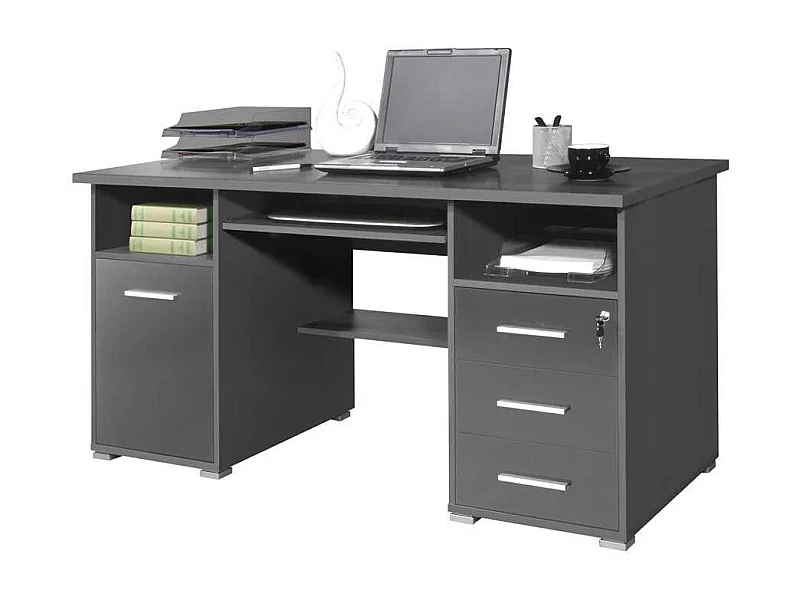 PC-Schreibtisch in Grau Tastaturauszug