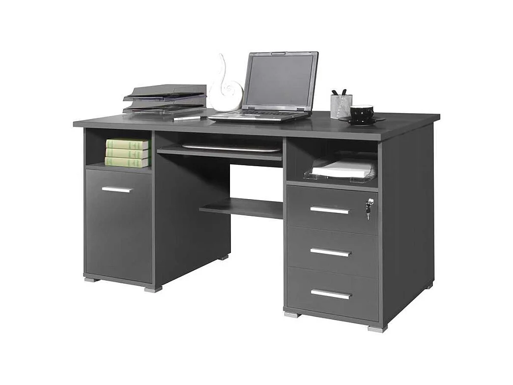 PC-Schreibtisch in Grau Tastaturauszug