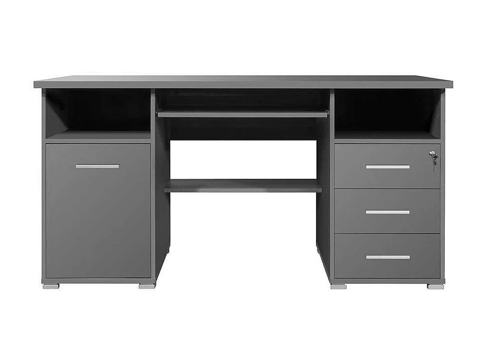 PC-Schreibtisch in Grau Tastaturauszug