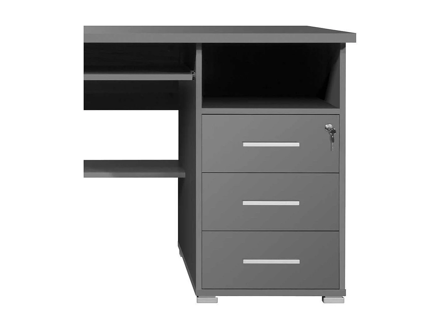 PC-Schreibtisch in Grau Tastaturauszug