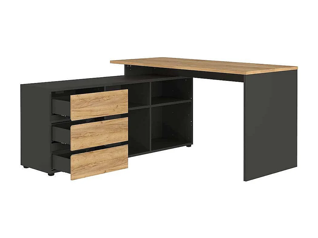 Computereckschreibtisch mit drei Schubladen 146 cm breit