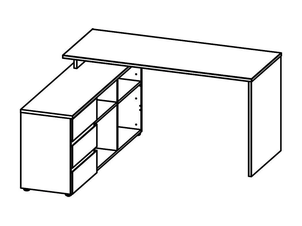 Computereckschreibtisch mit drei Schubladen 146 cm breit