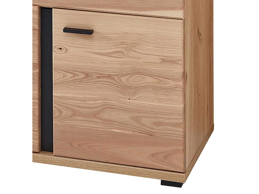 Eckbürotisch in Wildeiche und Eschefarben Seitenregalen