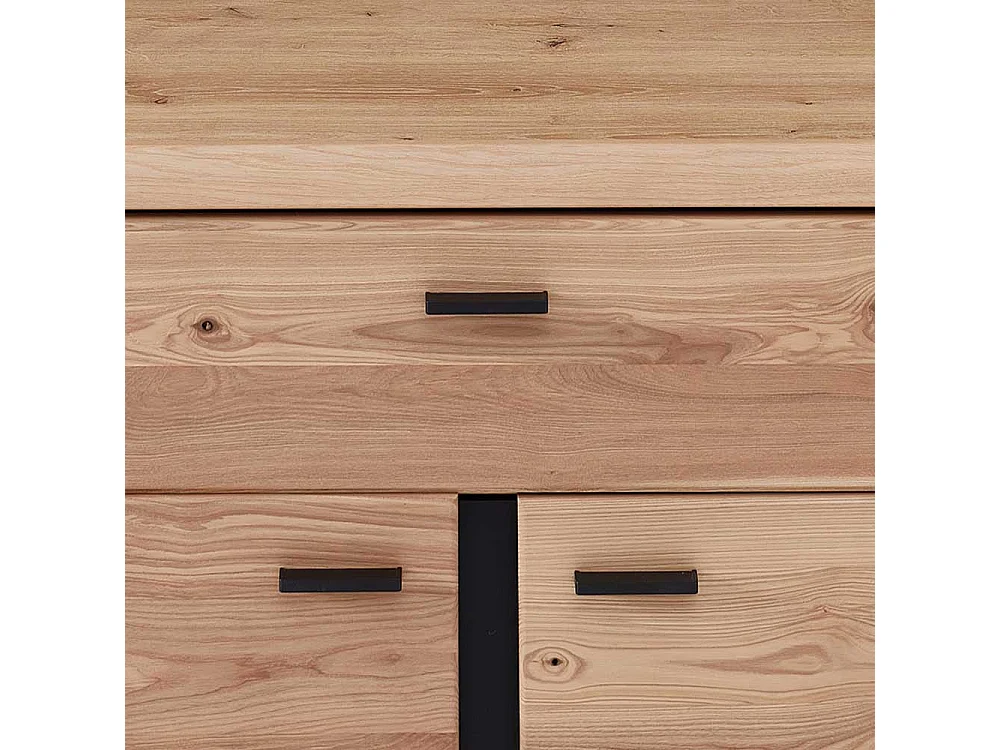 Eckbürotisch in Wildeiche und Eschefarben Seitenregalen