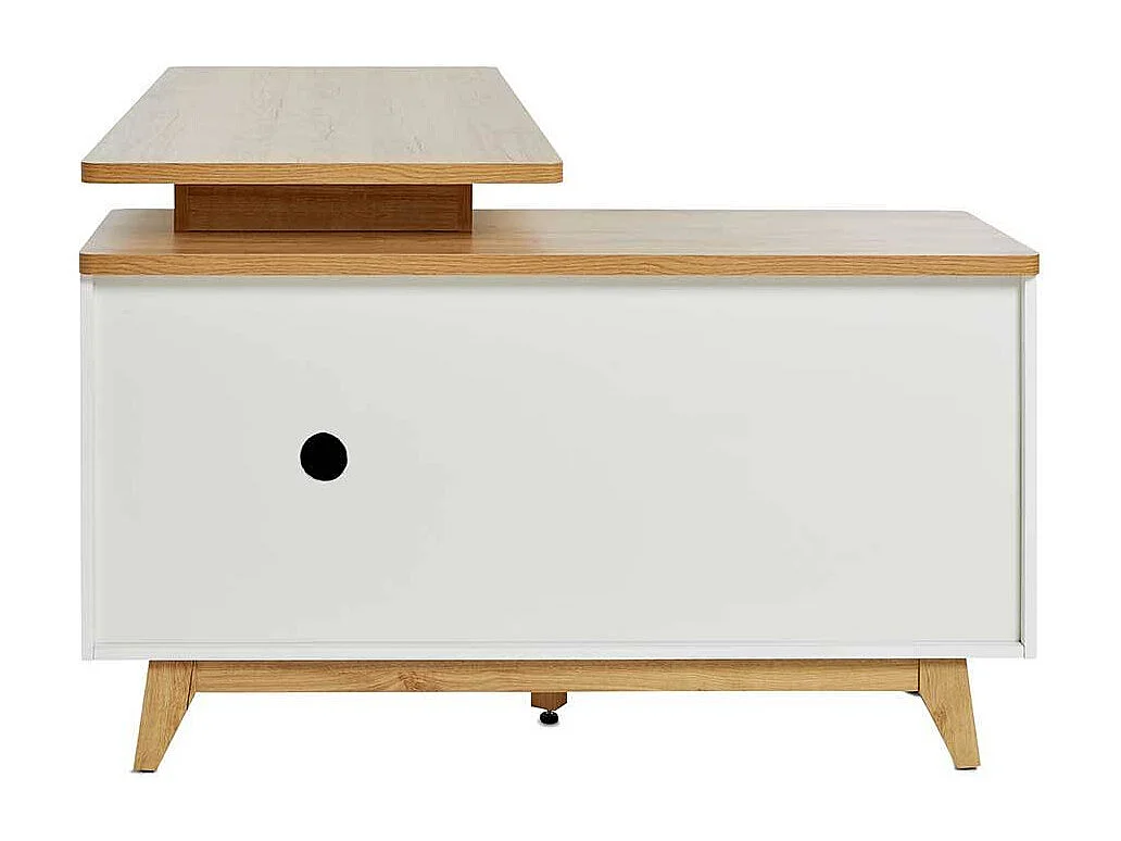 Computertisch Ecke Schreibtisch in Weiß und Kerneichefarben