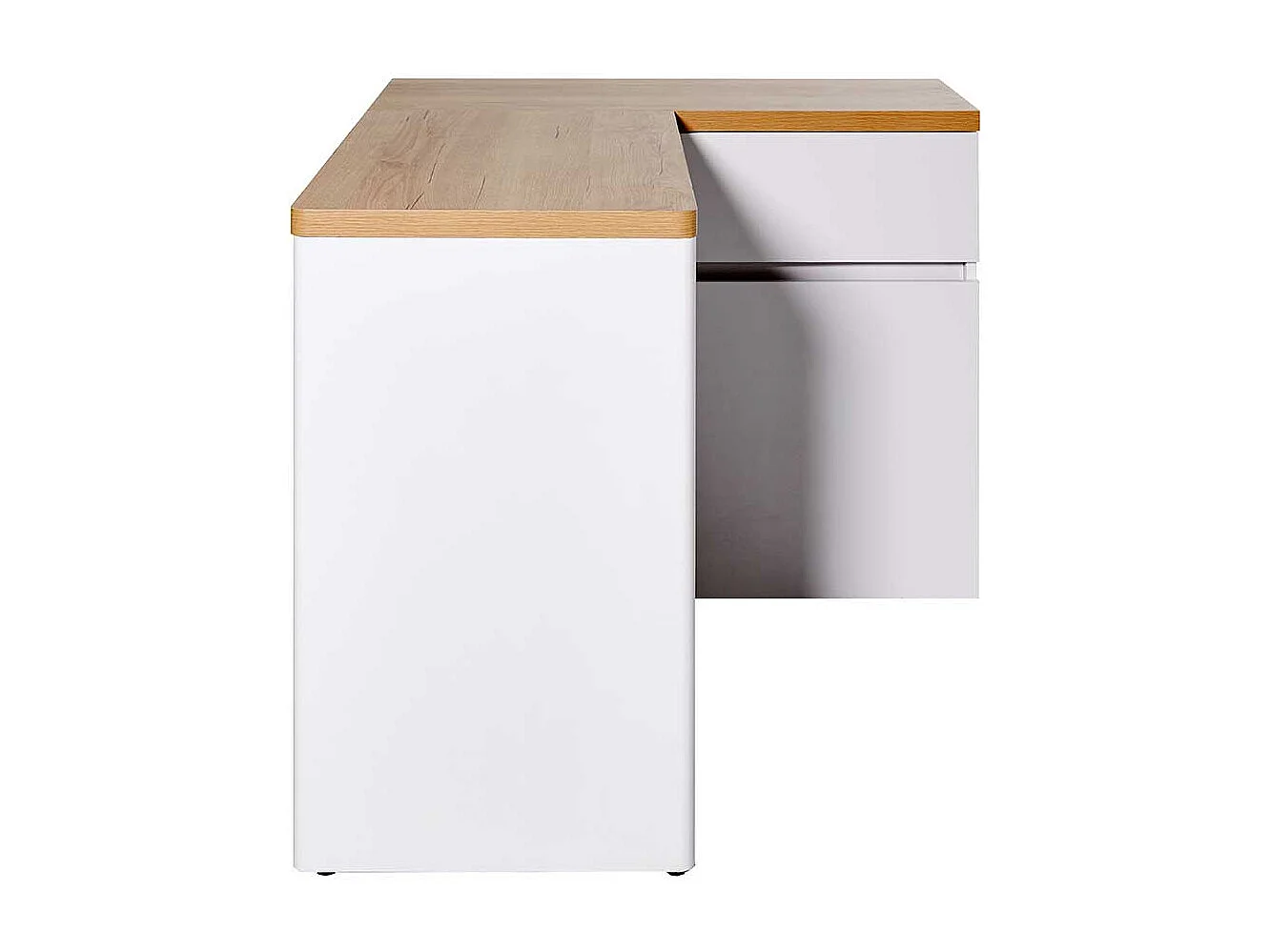 Winkelschreibtisch in Weiß und Eiche Optik Skandi Design