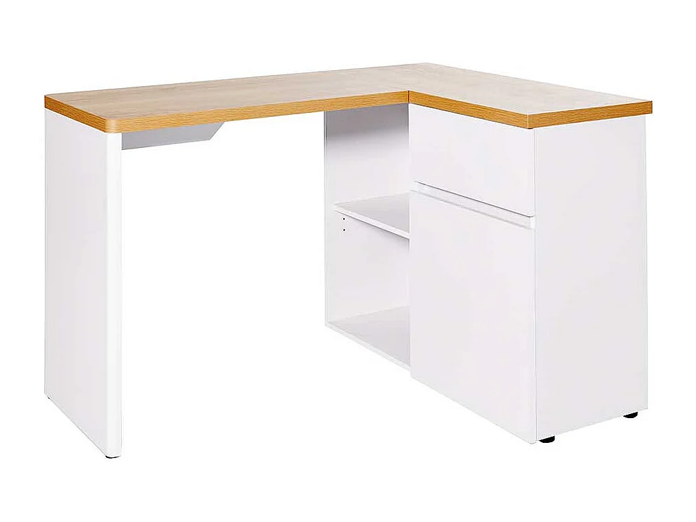 Winkelschreibtisch in Weiß und Eiche Optik Skandi Design