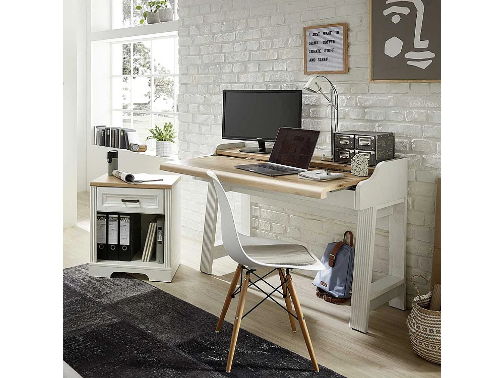 Jugendschreibtisch mit ausziehbarer Platte Rollcontainer (zweiteilig)