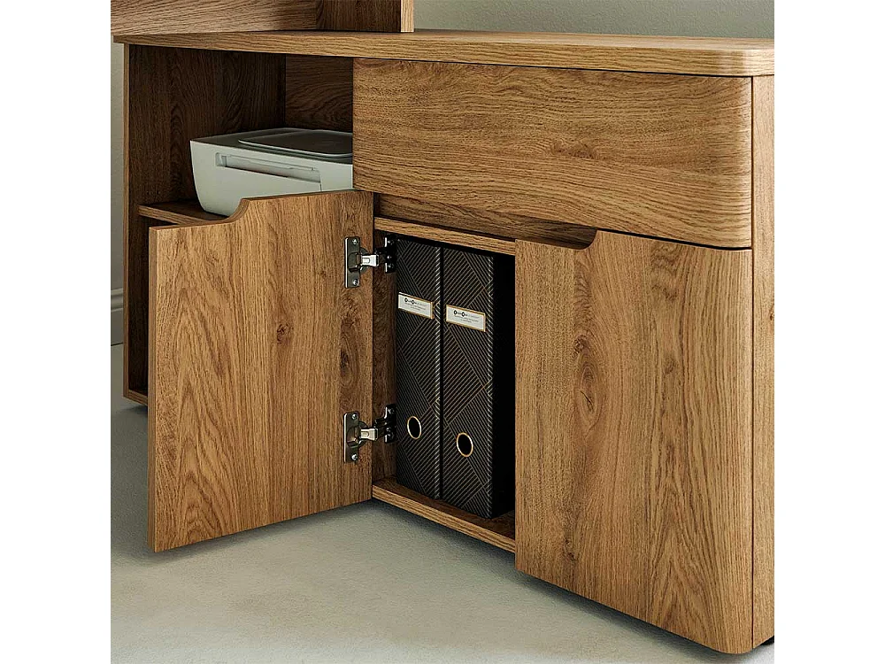 Eckbürotisch Schreibtisch in Eichefarben mit Seitenregalen