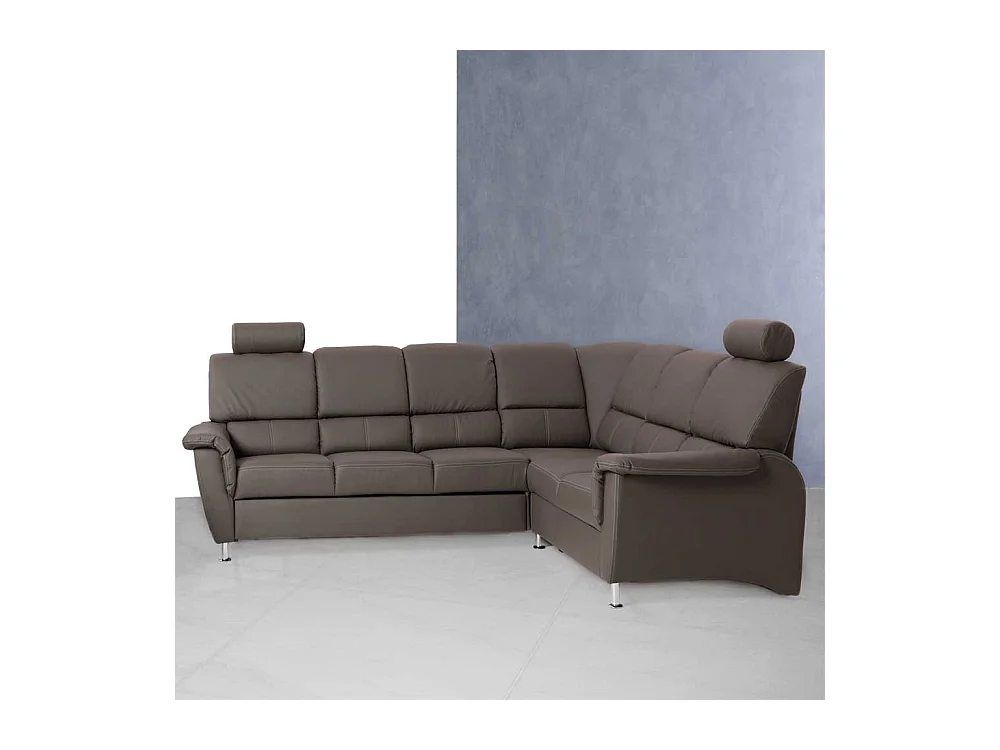 Ecksofa in Braun mit Kopfstütze