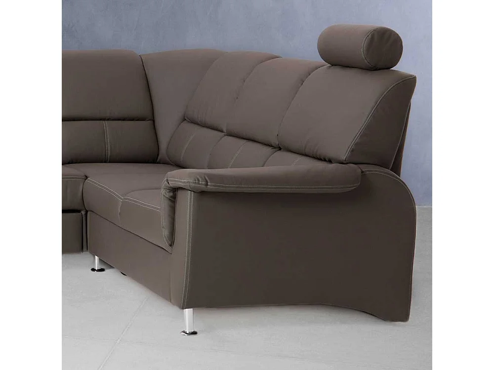 Ecksofa in Braun mit Kopfstütze
