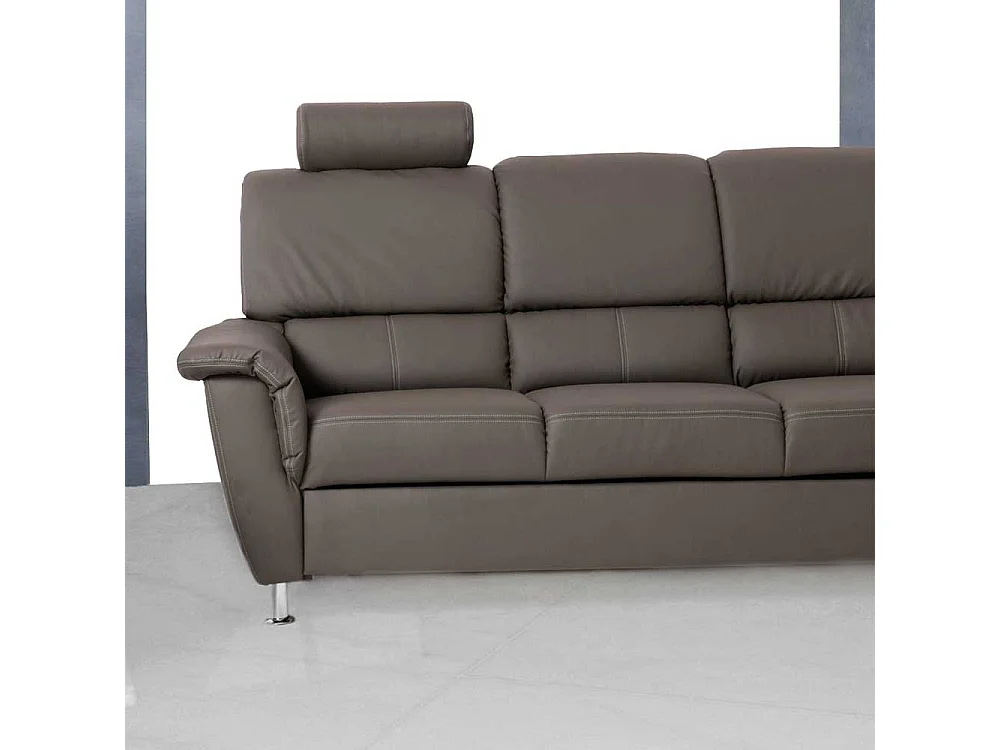 Ecksofa in Braun mit Kopfstütze