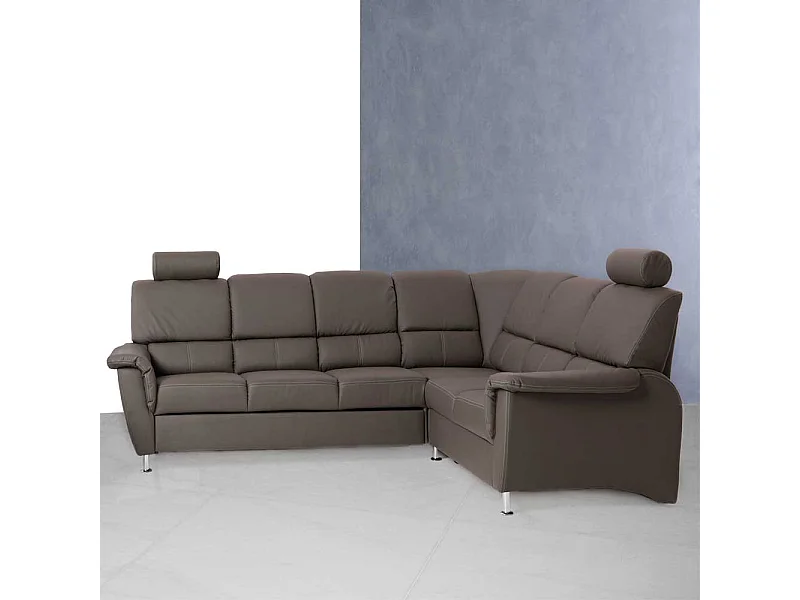 Ecksofa in Braun mit Kopfstütze