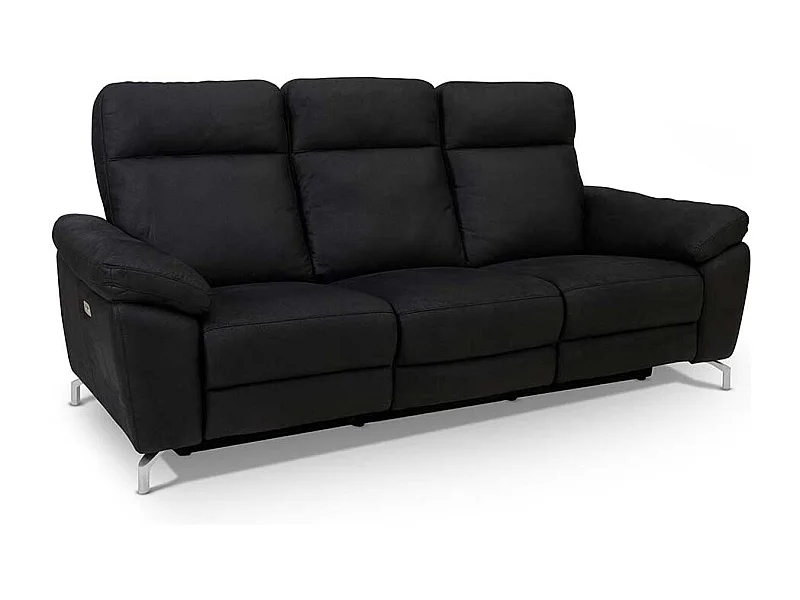 Wohnzimmercouch mit Relaxfunktion Schwarz Microfaser