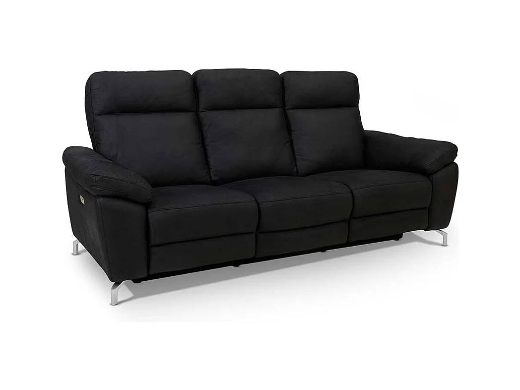 Wohnzimmercouch mit Relaxfunktion Schwarz Microfaser
