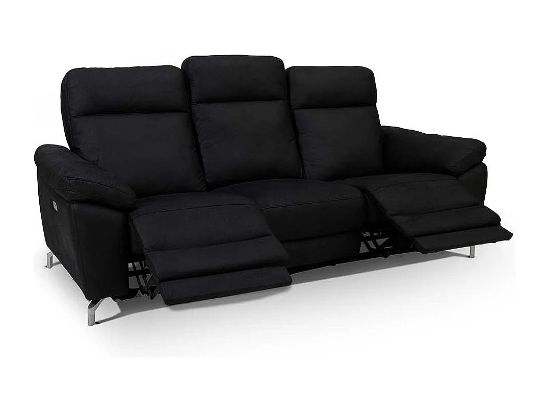 Wohnzimmercouch mit Relaxfunktion Schwarz Microfaser