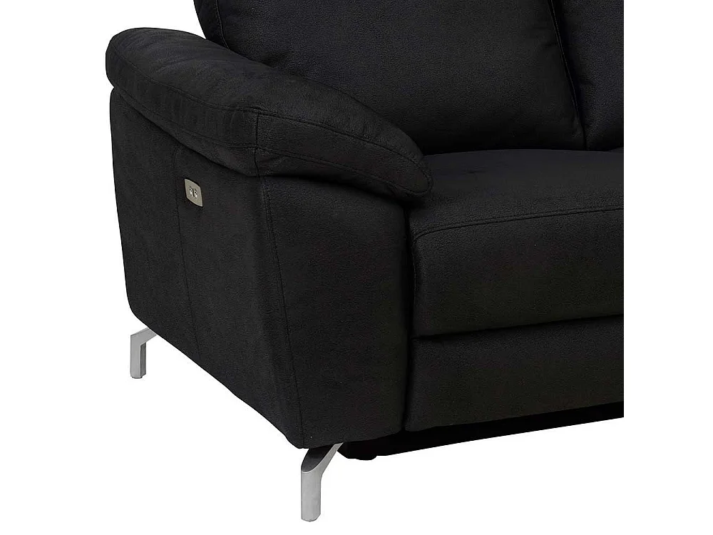 Wohnzimmercouch mit Relaxfunktion Schwarz Microfaser