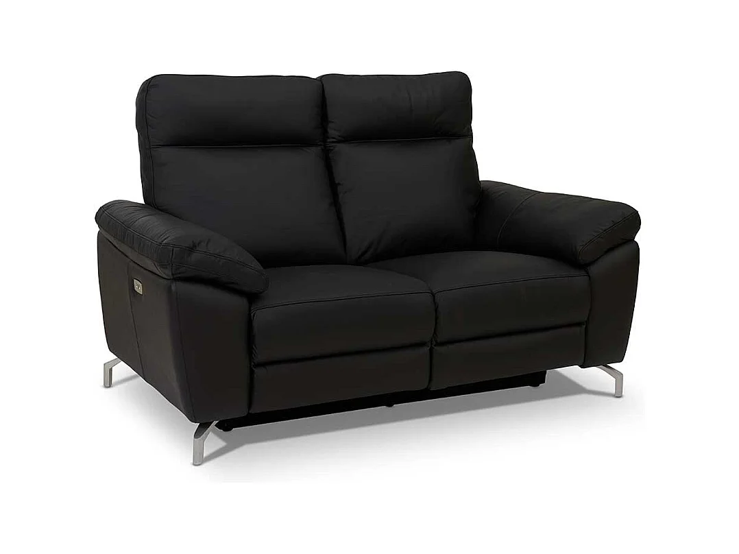 Zweisitzer Sofa mit Relaxfunktion Schwarz