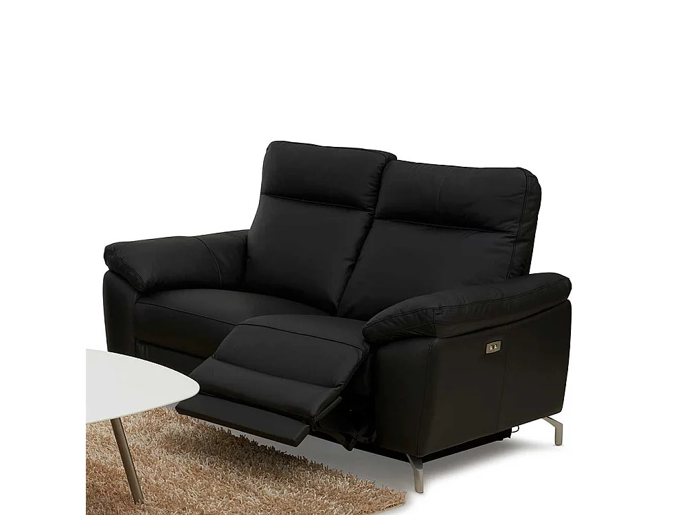 Zweisitzer Sofa mit Relaxfunktion Schwarz