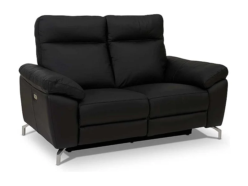 Zweisitzer Sofa mit Relaxfunktion Schwarz