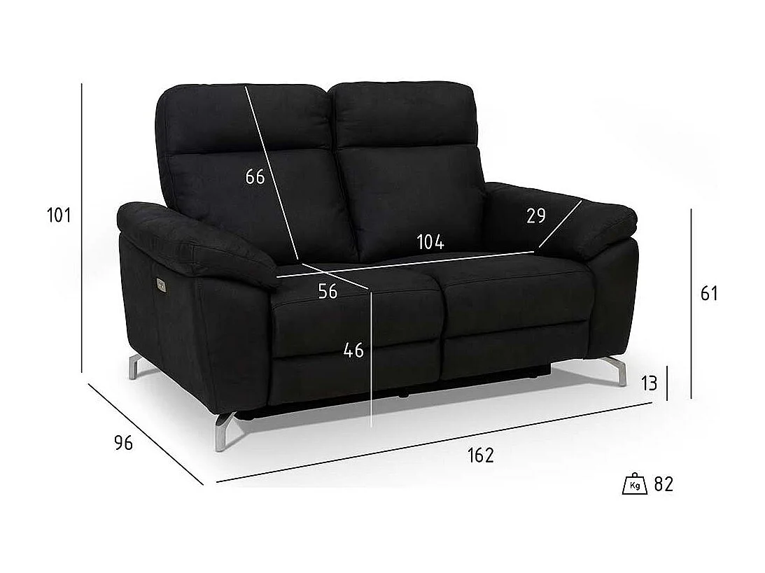 Relaxsofa in Schwarz Microfaser