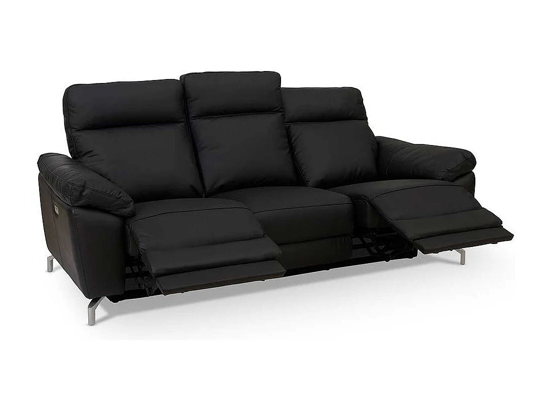 Wohnzimmer Sofa mit Relaxfunktion Schwarz