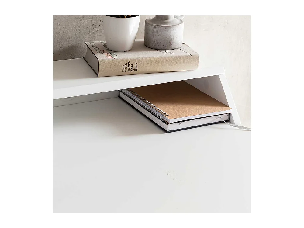 Jugendschreibtisch im Skandi Design Weiß und Eiche massiv