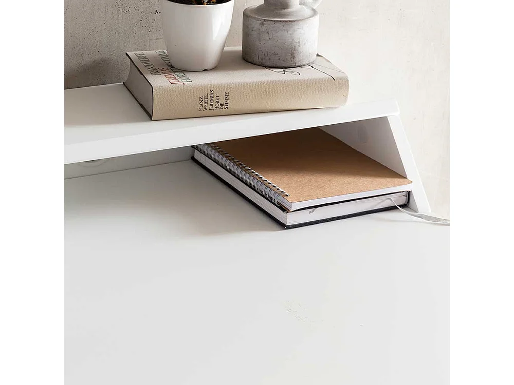 Jugendschreibtisch im Skandi Design Weiß und Eiche massiv