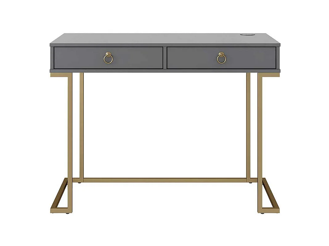 PC Tisch in modernem Design Grau und Goldfarben