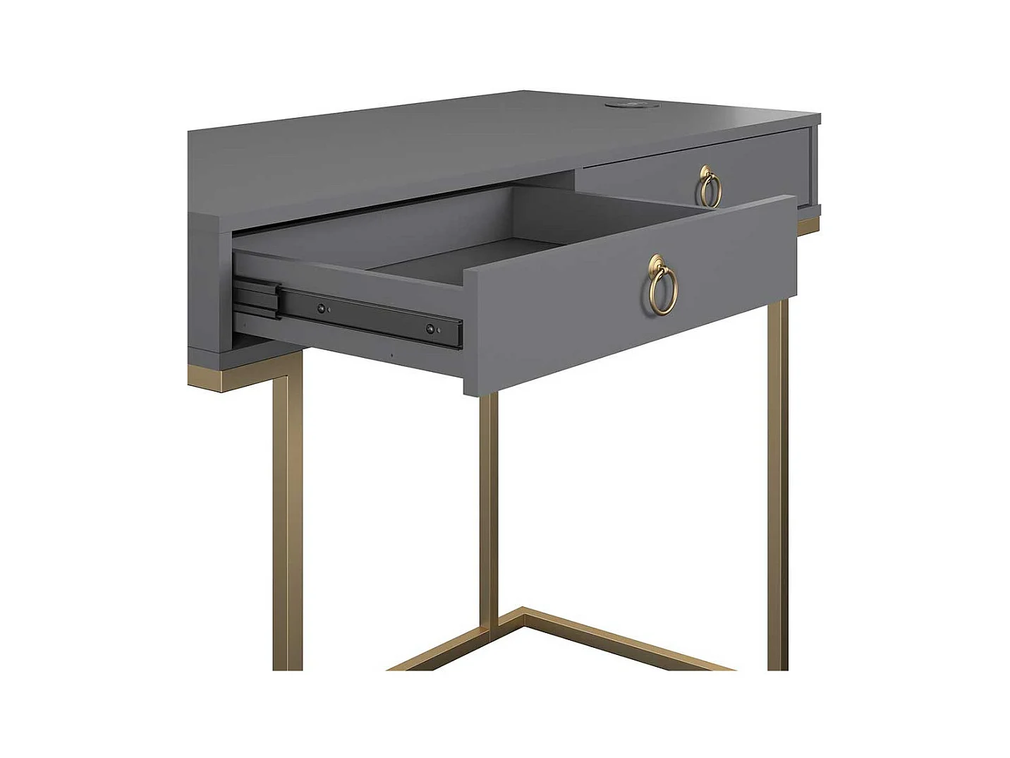 PC Tisch in modernem Design Grau und Goldfarben