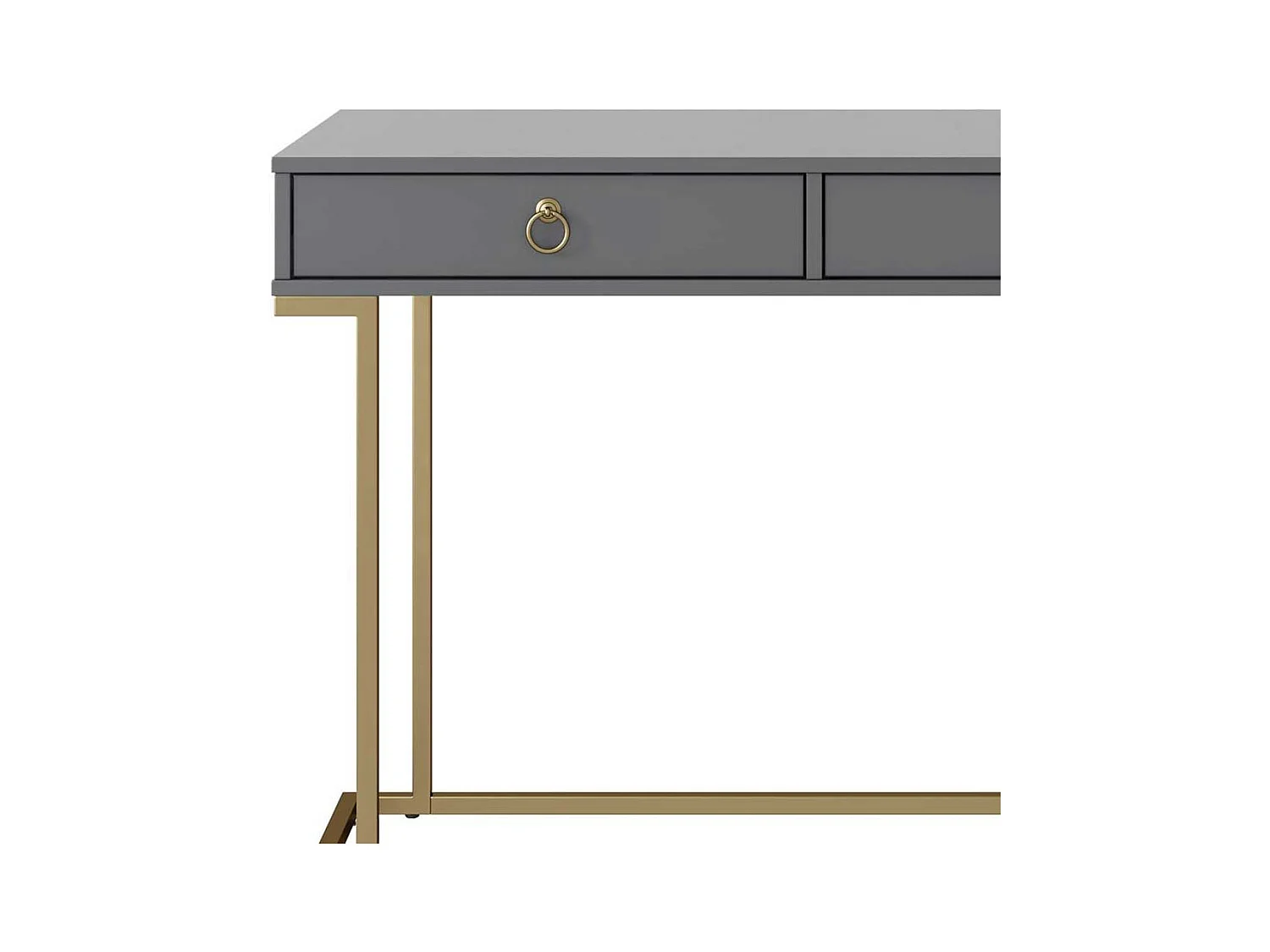 PC Tisch in modernem Design Grau und Goldfarben