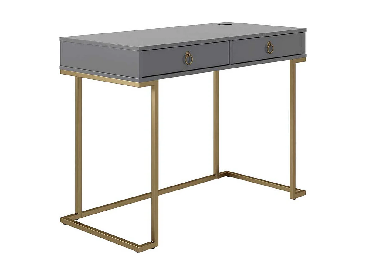 PC Tisch in modernem Design Grau und Goldfarben