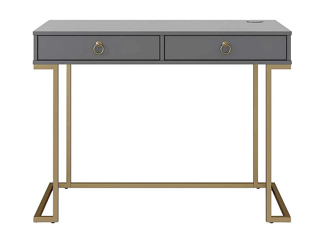 PC Tisch in modernem Design Grau und Goldfarben