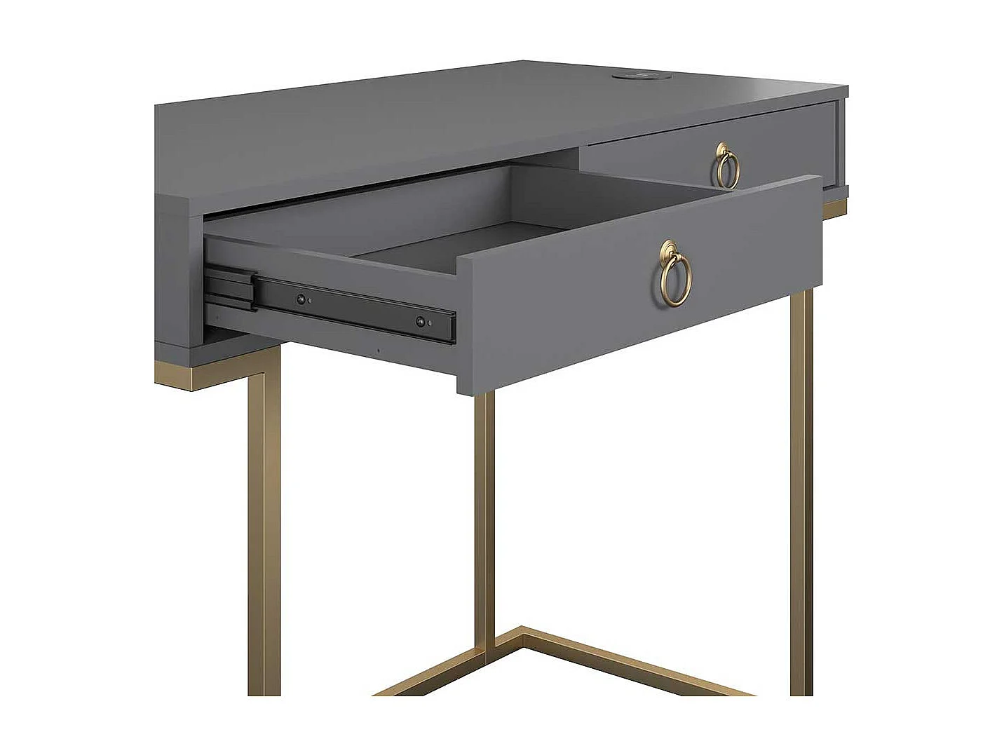 PC Tisch in modernem Design Grau und Goldfarben