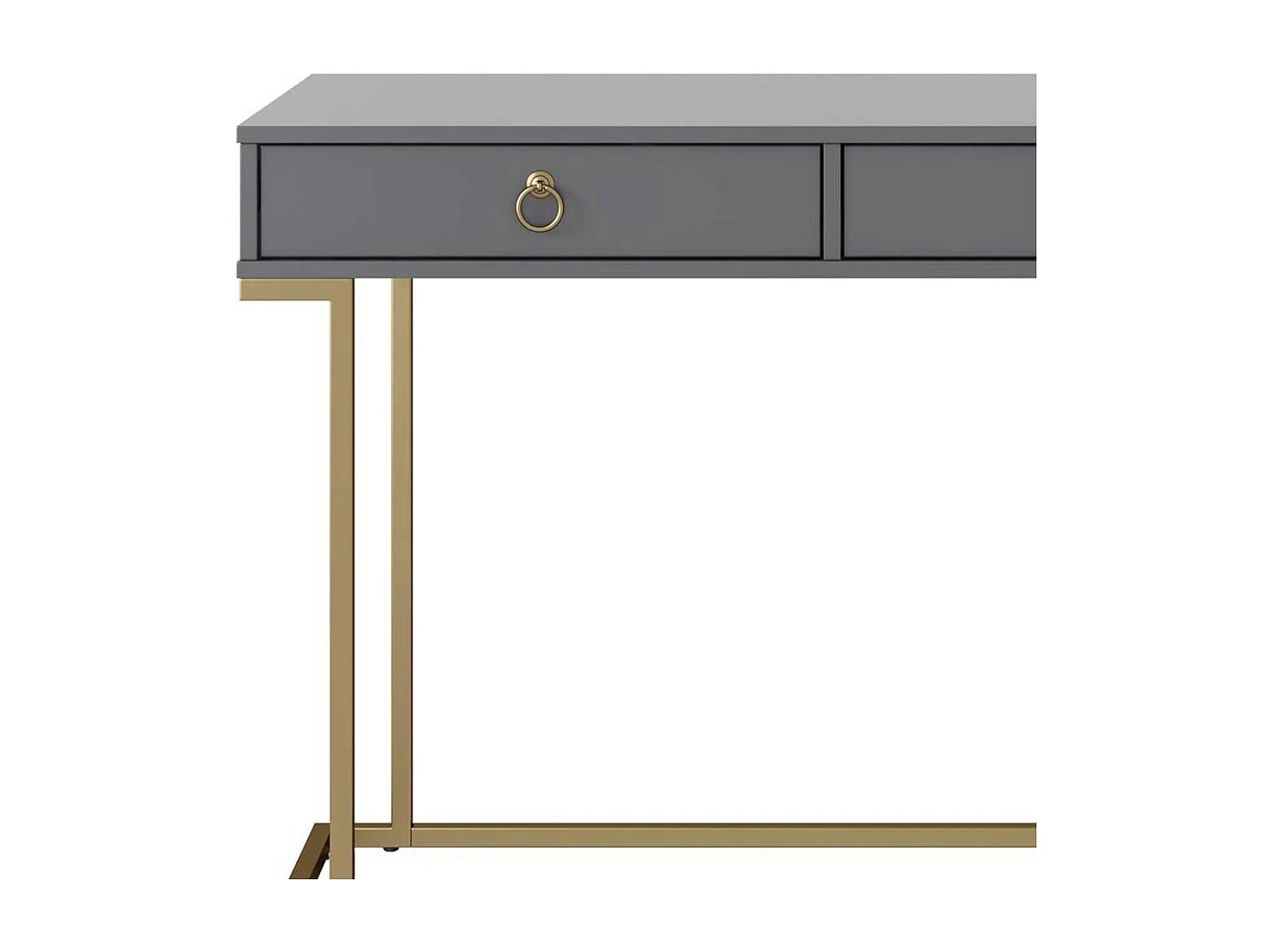 PC Tisch in modernem Design Grau und Goldfarben